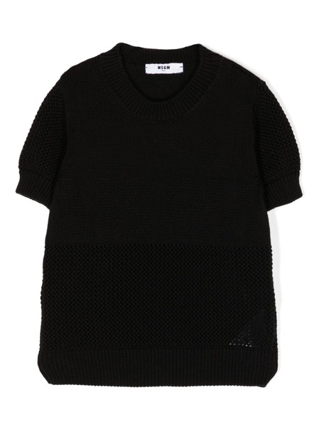  Msgm Kids Tricot-knit Short-sleeve Top - Black 