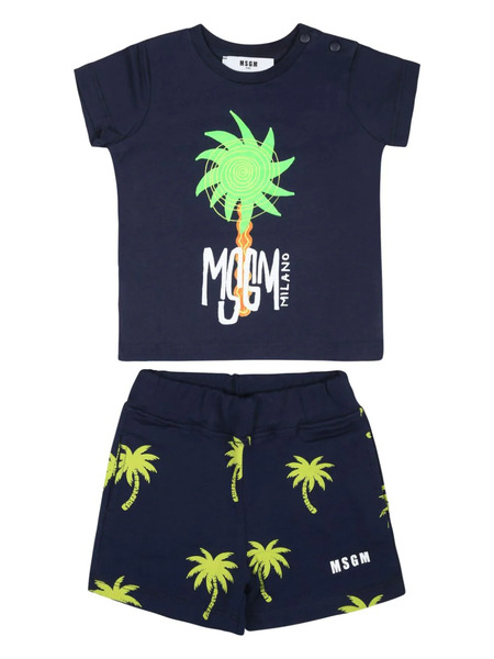  Msgm Kids Tropical-logo-print Clothing Set - Blue 