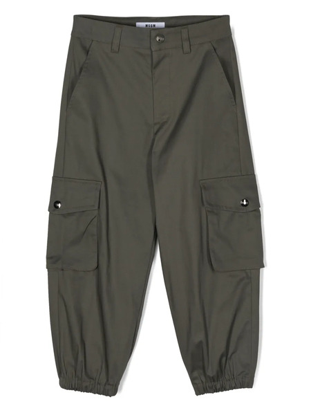  Msgm Kids Twill Cotton Trousers - Green 