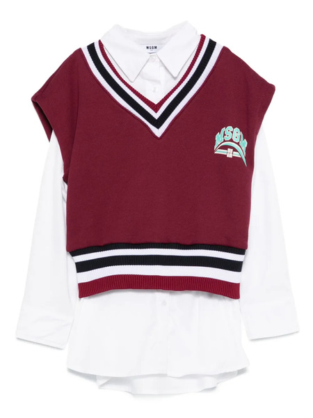  Msgm Kids V-neck Logo-print Top - Red 