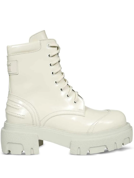  Msgm Lace-up Platform Boots - White 