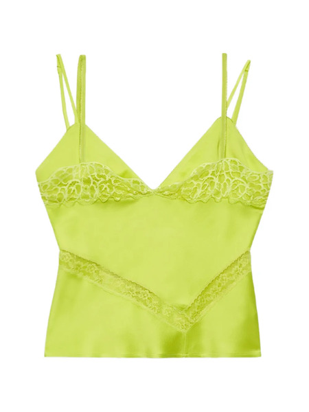  Msgm Lace V-neck Tank Top - Green 