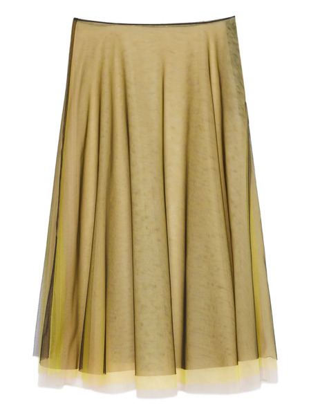  Msgm Layered Tulle Midi Skirt - Yellow 