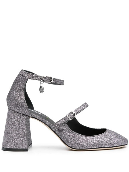  Msgm Logo-charm 90mm Glitter Pumps - Silver 