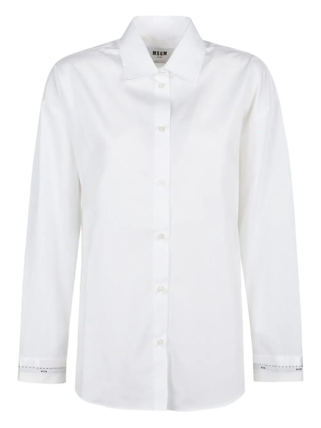  Msgm Logo-detail Long-sleeve Shirt - White 