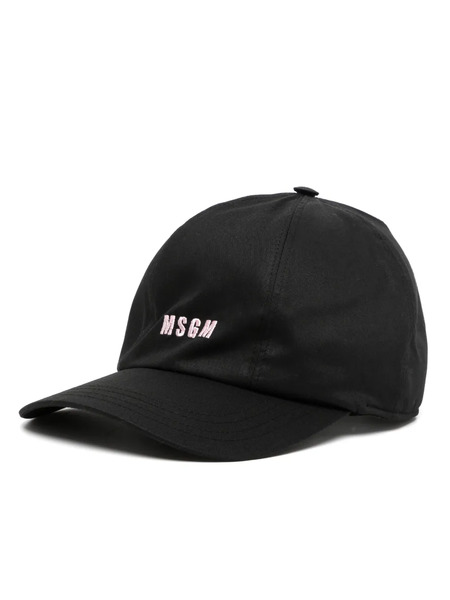  Msgm Logo-embroidered Cotton Cap - Black 