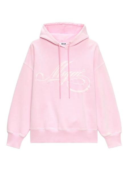  Msgm Logo-embroidered Hoodie - Pink 