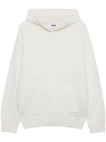  Msgm Logo-embroidered Hoodie - White 