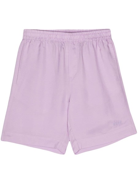  Msgm Logo-embroidered Shorts - Purple 