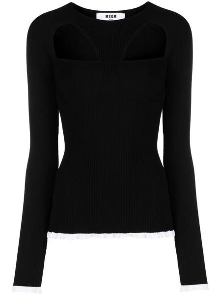  Msgm Logo-intarsia Cut-out Jumper - Black 
