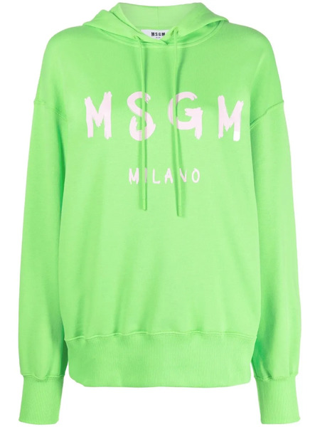  Msgm Logo-print Cotton Hoodie - Green 