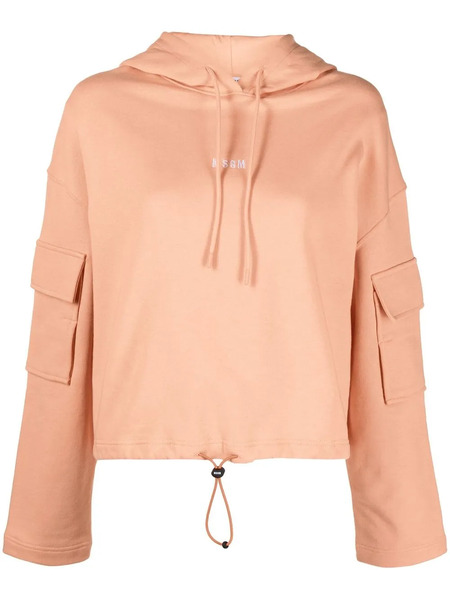  Msgm Logo-print Cotton Hoodie - Orange 