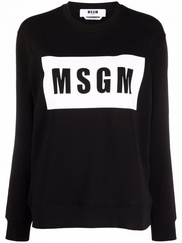  Msgm Logo-print Cotton Sweater - Black 