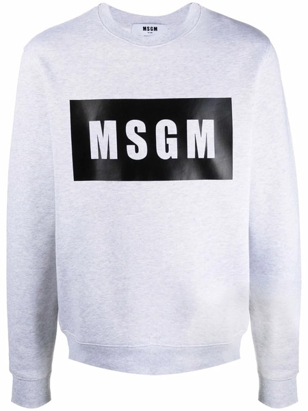  Msgm Logo-print Cotton Sweatshirt - Grey 