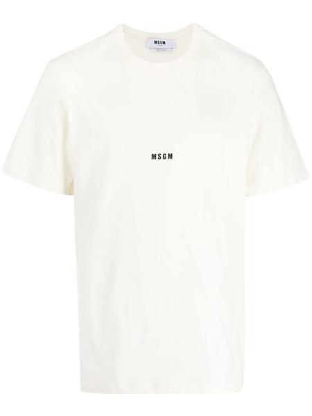  Msgm Logo-print Cotton T-shirt - Neutrals 