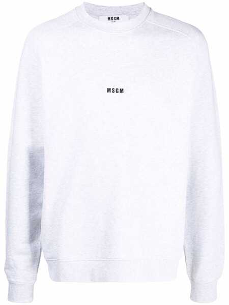  Msgm Logo-print Crew Neck Jumper - Grey 