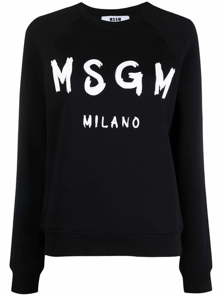  Msgm Logo-print Crew Neck Sweatshirt - Black 