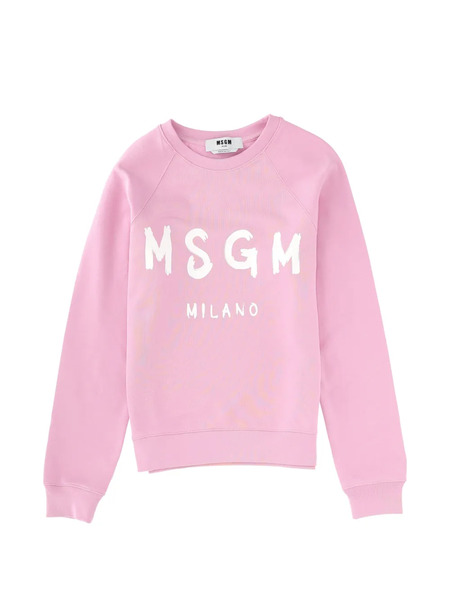  Msgm Logo-print Crew-neck Sweatshirt - Pink 