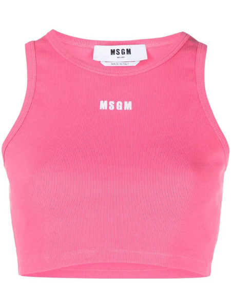  Msgm Logo-print Cropped Tank Top - Pink 