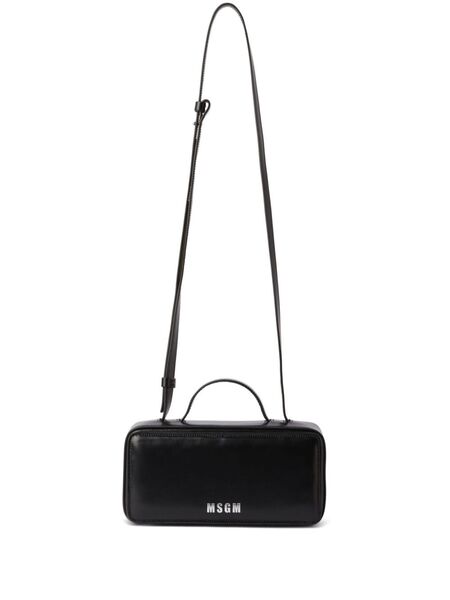  Msgm Logo-print Leather Tote Bag - Black 