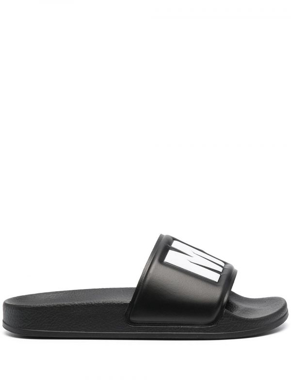  Msgm Logo-print Slides - Black 