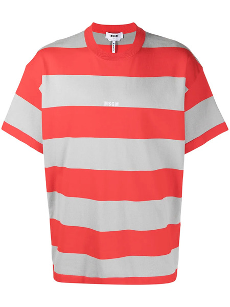  Msgm Logo-print Striped T-shirt - Grey 