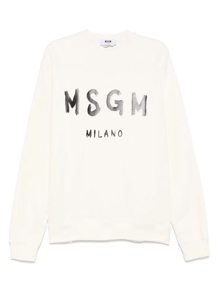  Msgm Logo-print Sweatshirt - Neutrals 