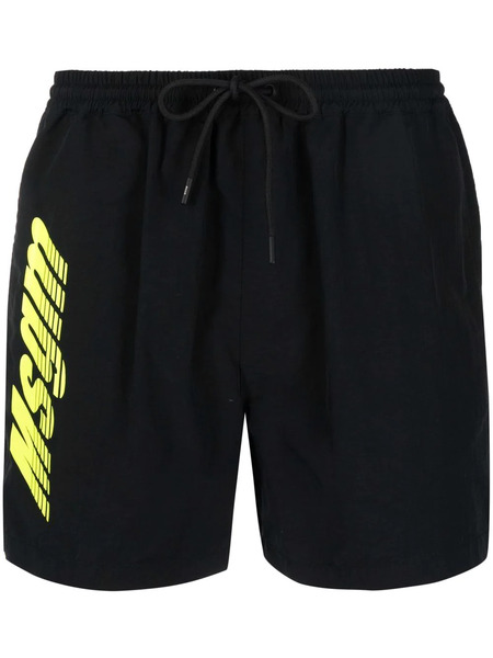  Msgm Logo-print Swim Shorts - Black 