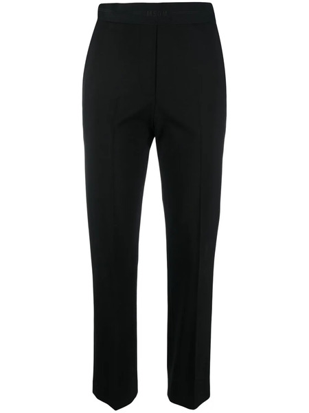  Msgm Logo-waistband Cropped Trousers - Black 