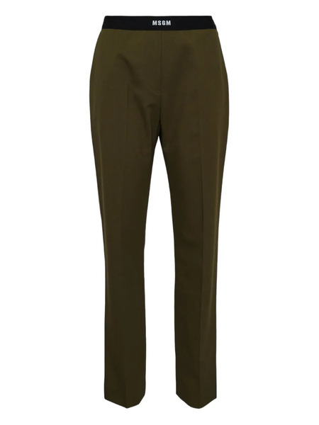  Msgm Logo-waistband Trousers - Green 