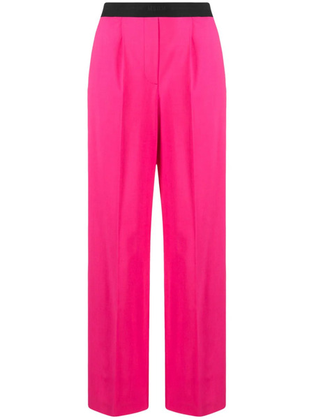  Msgm Logo-waistband Wide-leg Trousers - Pink 