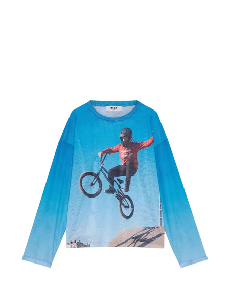  Msgm Long-sleeve Printed T-shirt - Blue 