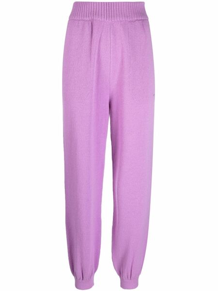  Msgm Merino-blend Knitted Track Pants - Purple 