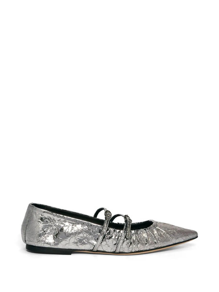  Msgm Metallic-finish Ballerina Shoes - Silver 