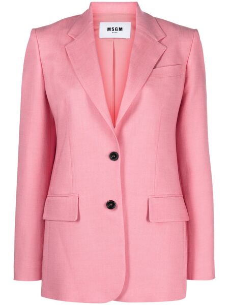  Msgm Notched-lapels Single-breasted Blazer - Pink 