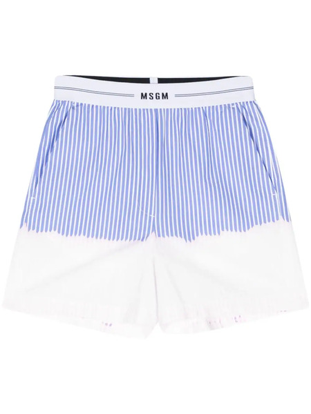  Msgm Ombré Striped Cotton Shorts - Blue 