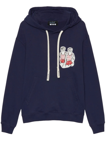  Msgm Patch-detail Hoodie - Blue 