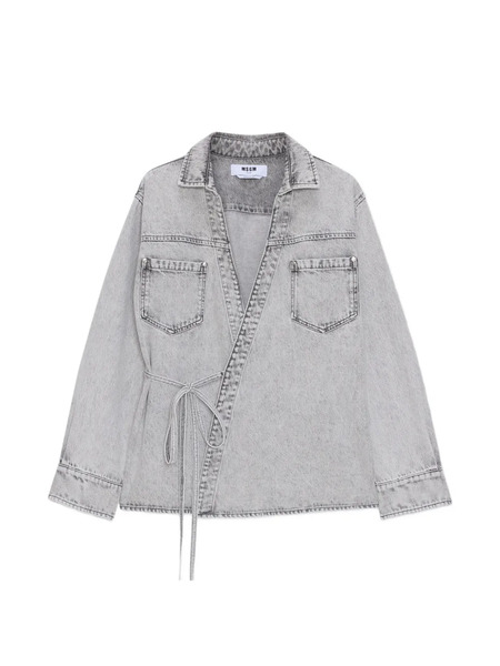  Msgm Patch Pocket Tie Shirt - Grey 