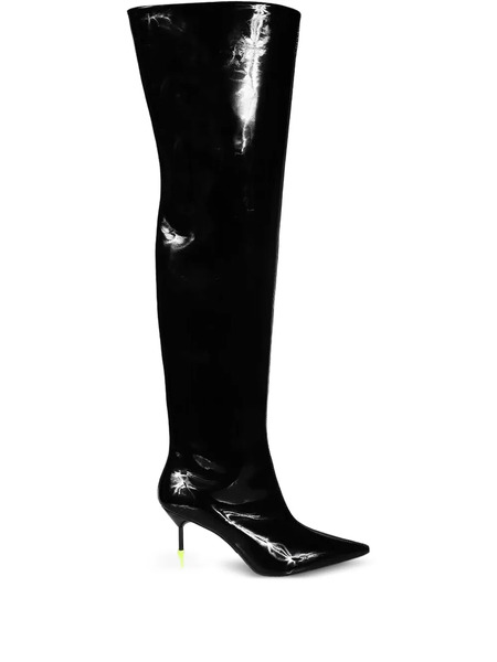  Msgm Patent-leather Pointed-toe Boots - Black 