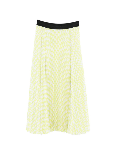  Msgm Pleated Patterned Skirt - Yellow 