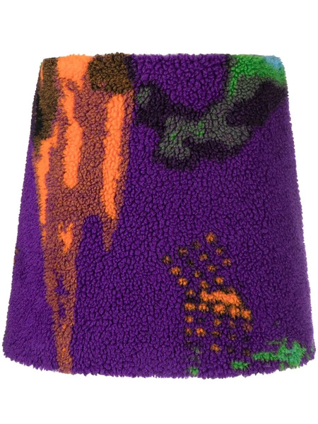  Msgm Printed Shearling-design Skirt - Purple 