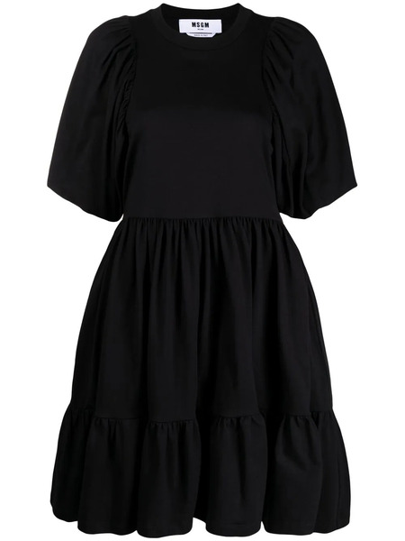  Msgm Puff-sleeve Mini Dress - Black 