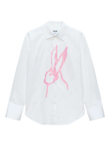  Msgm Rabbit-print Shirt - White 