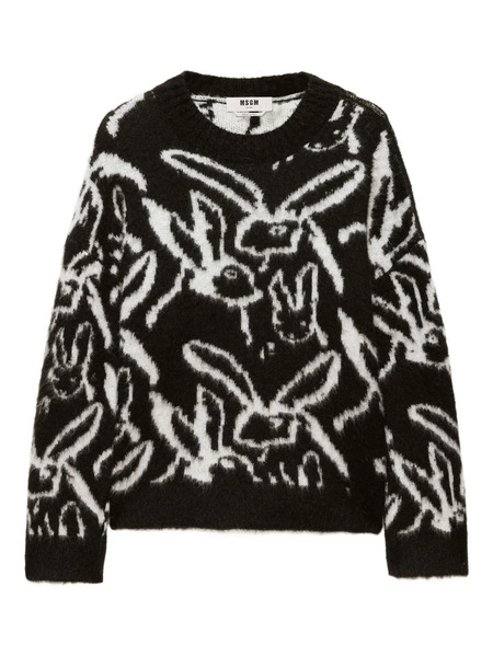  Msgm Rabbit-print Sweatshirt - Black 