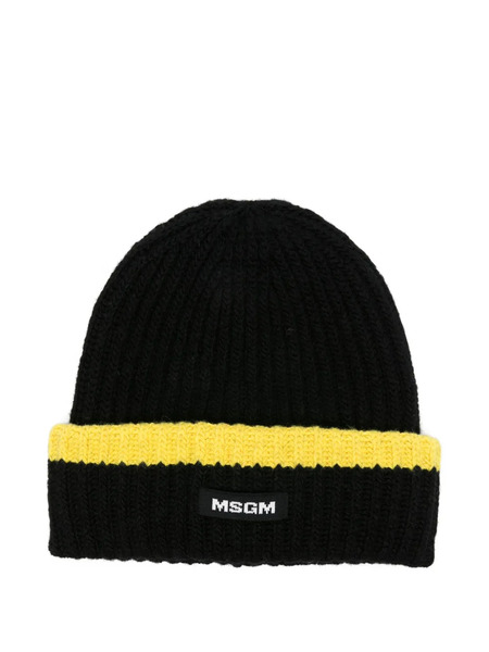  Msgm Ribbed-knit Beanie Hat - Black 