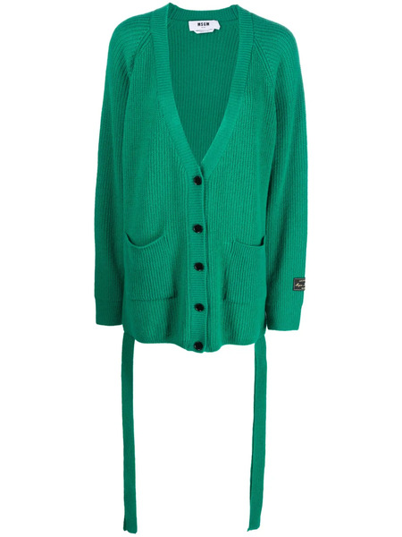  Msgm Ribbed-knit Wool-blend Cardigan - Green 