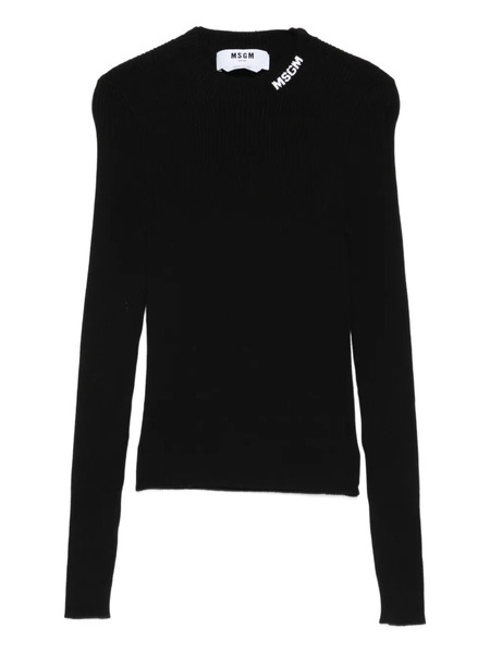  Msgm Ribbed Logo-detail Sweater - Black 