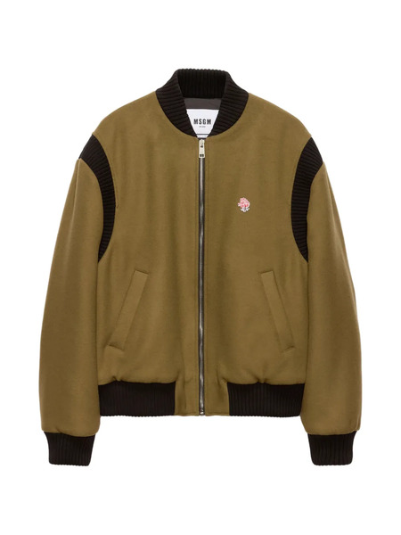  Msgm Ribbed-trim Flower Jacket - Green 