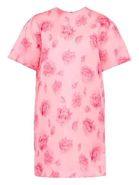 Msgm Rose-print T-shirt Dress - Pink 