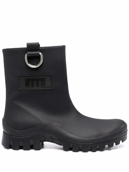  Msgm Round-toe Ankle Leather Boots - Black 